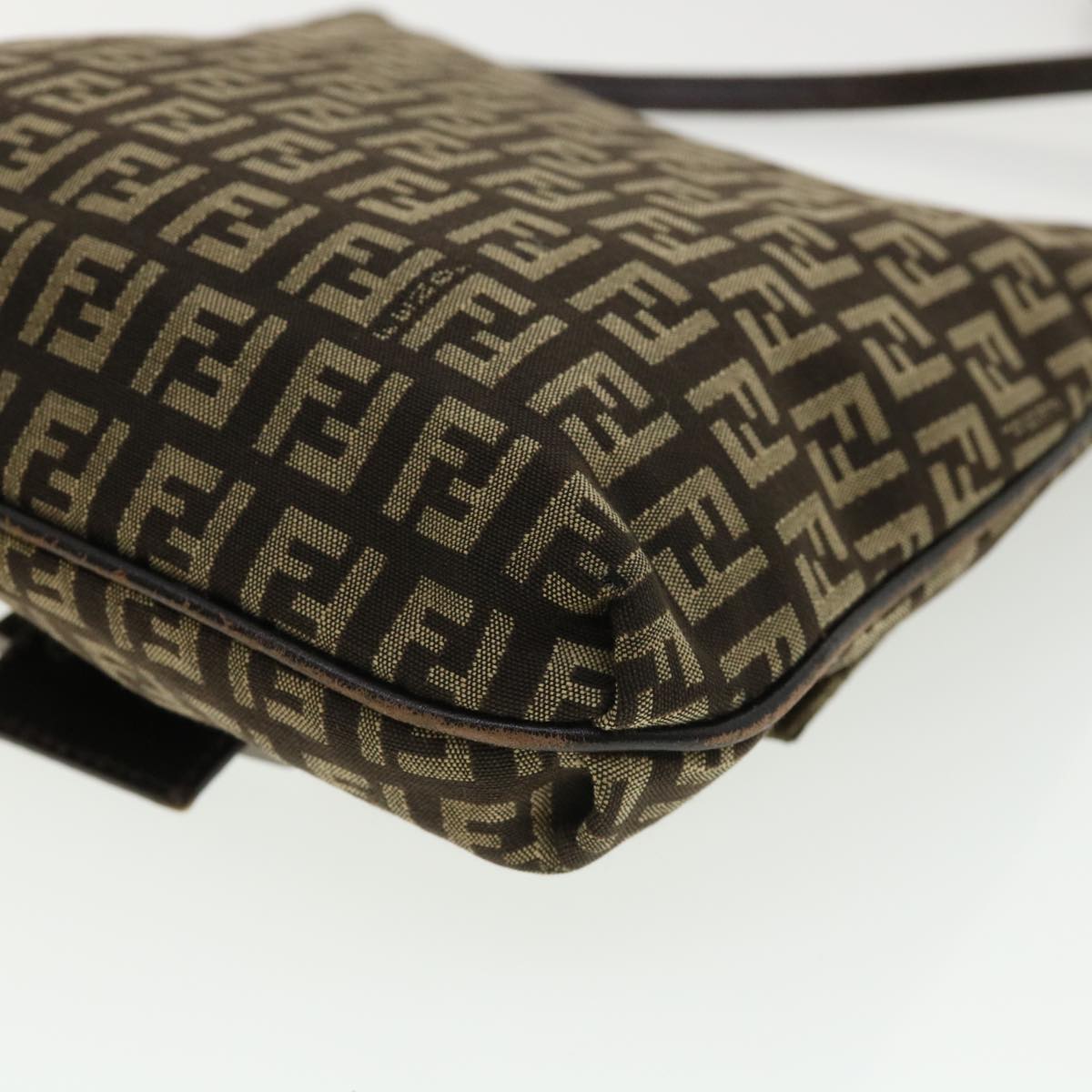 FENDI Zucchino Canvas Shoulder Bag Brown rd3817
