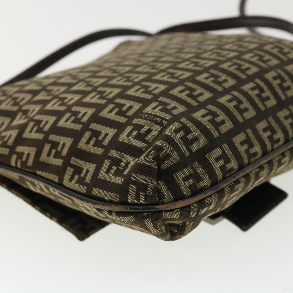 FENDI Zucchino Canvas Shoulder Bag Brown rd3817