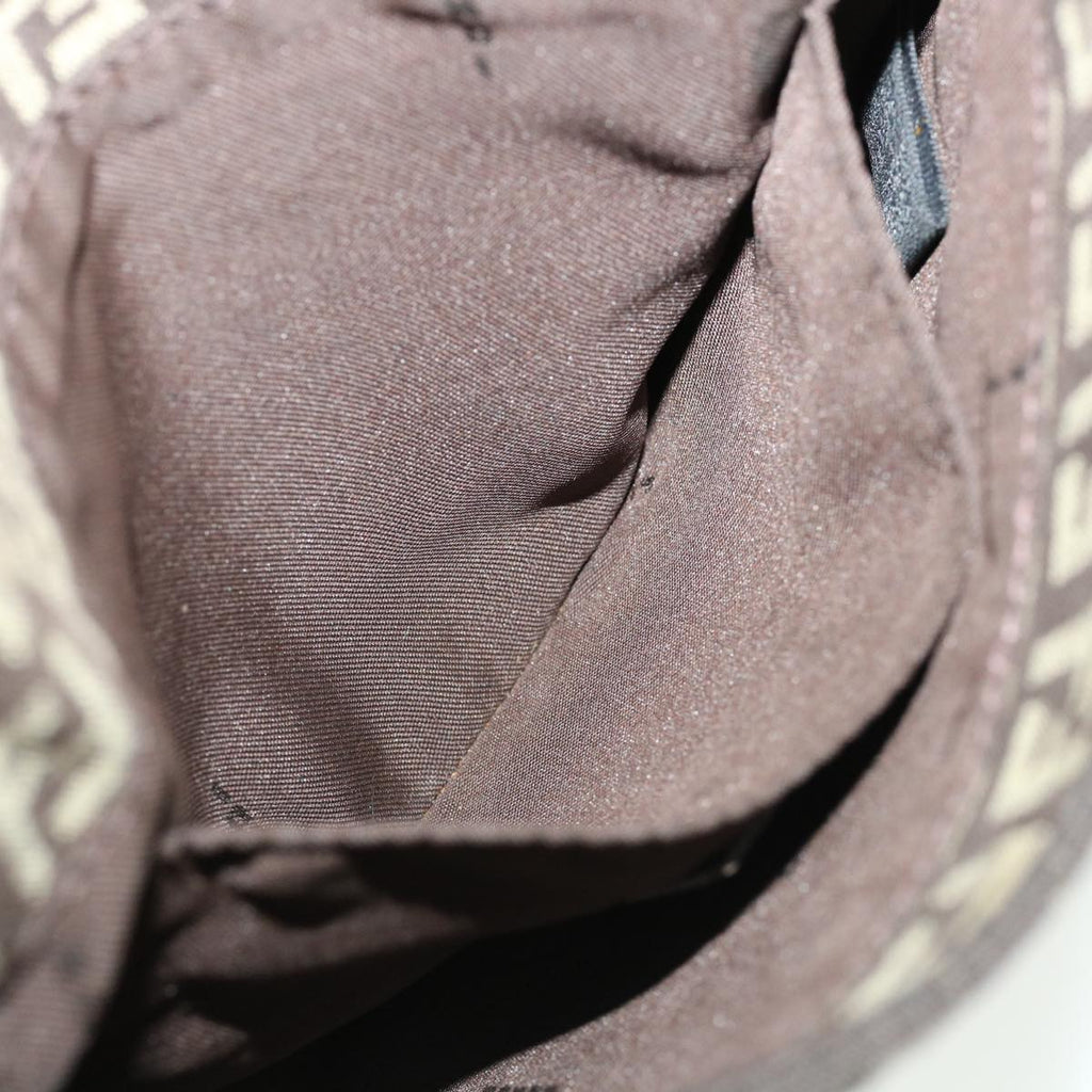 FENDI Zucchino Canvas Shoulder Bag Brown rd3817