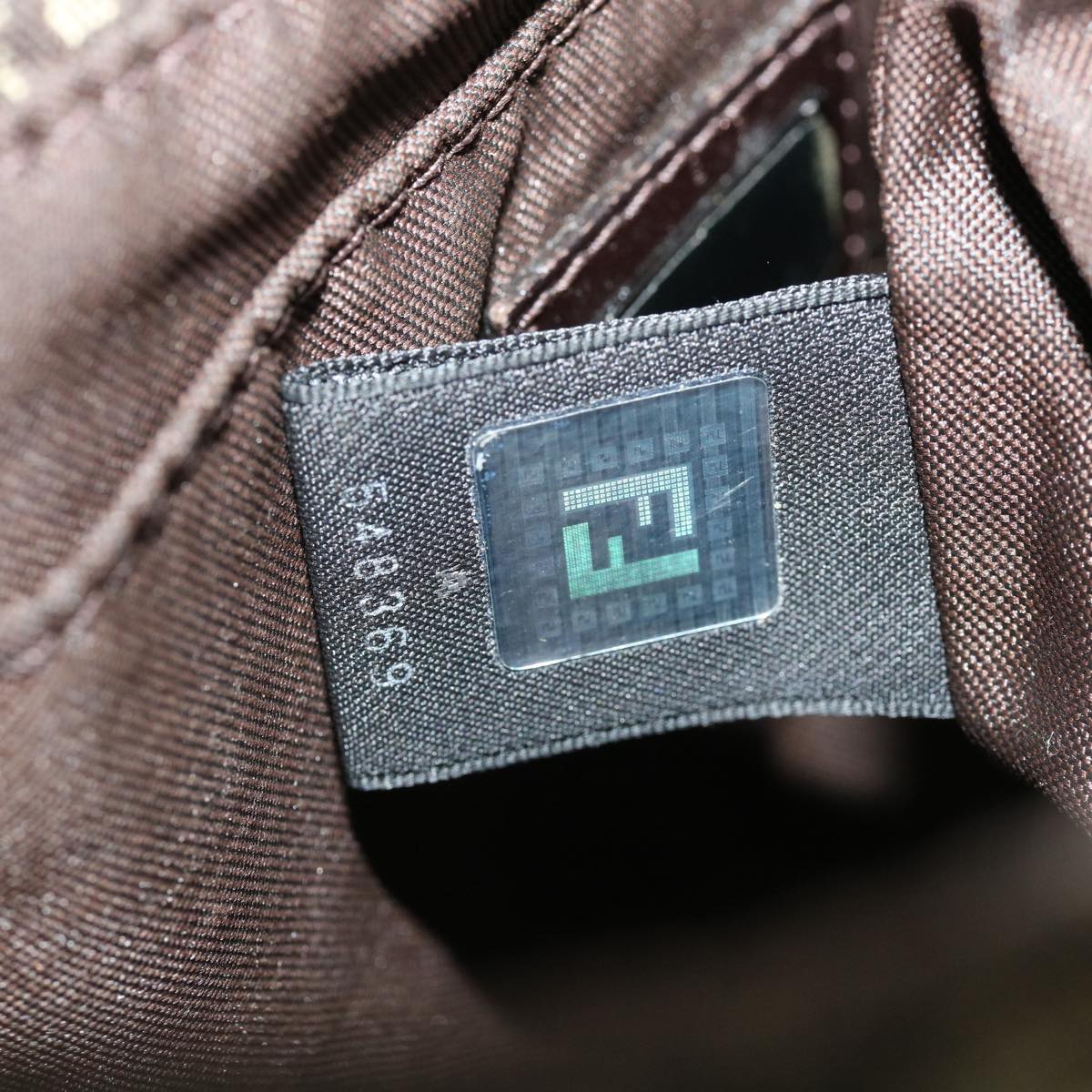 FENDI Zucchino Canvas Shoulder Bag Brown rd3817