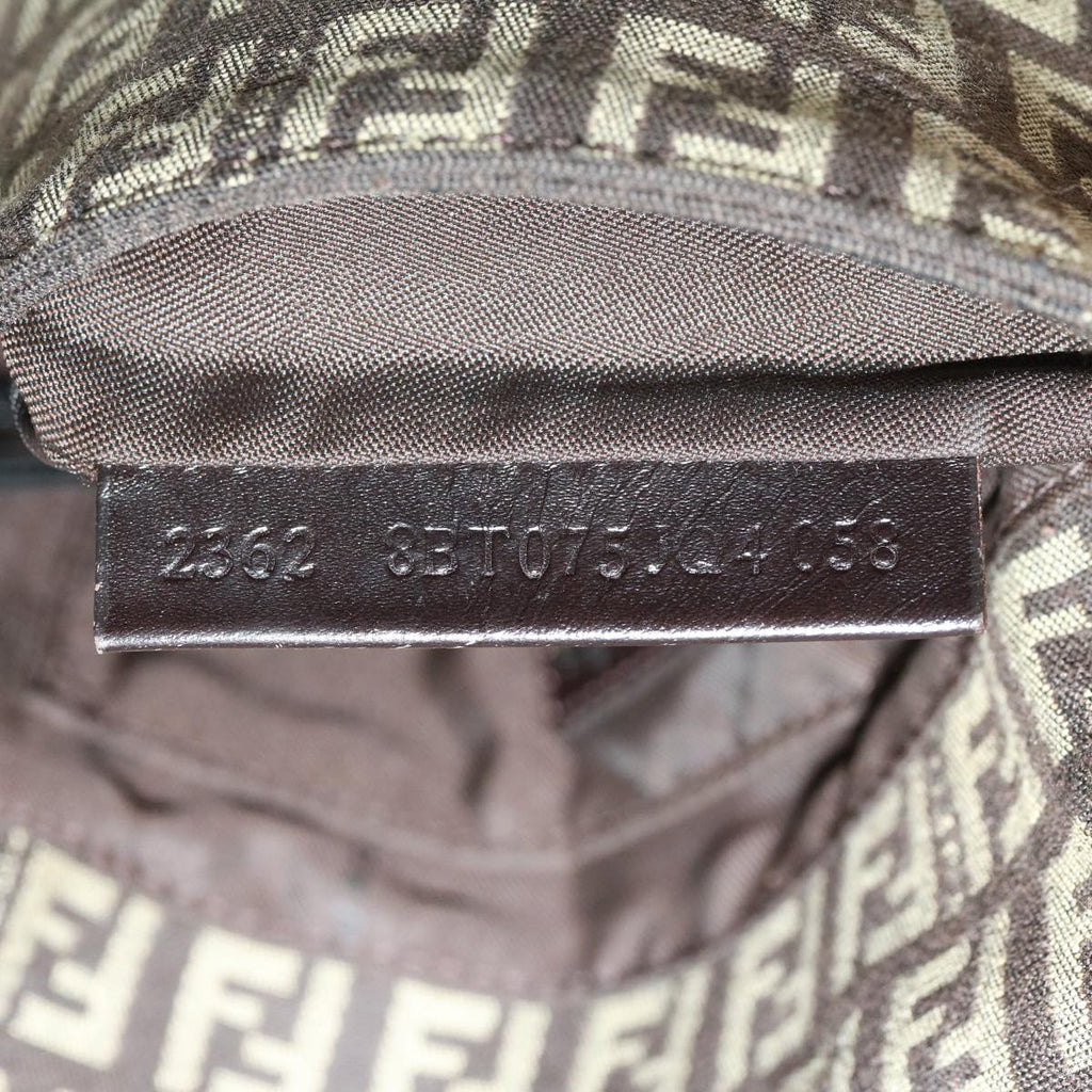 FENDI Zucchino Canvas Shoulder Bag Brown rd3817