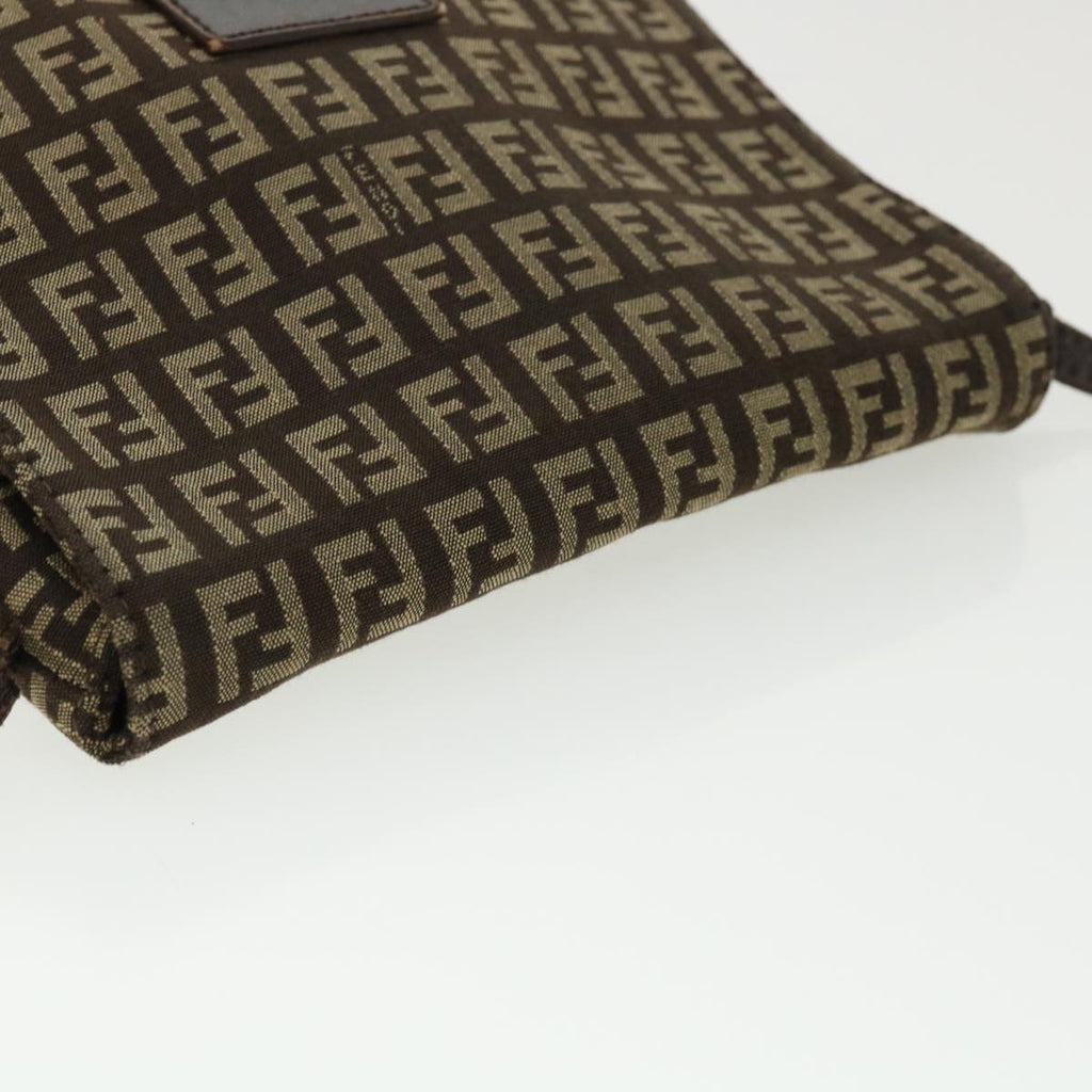 FENDI Zucchino Canvas Shoulder Bag Brown rd3817