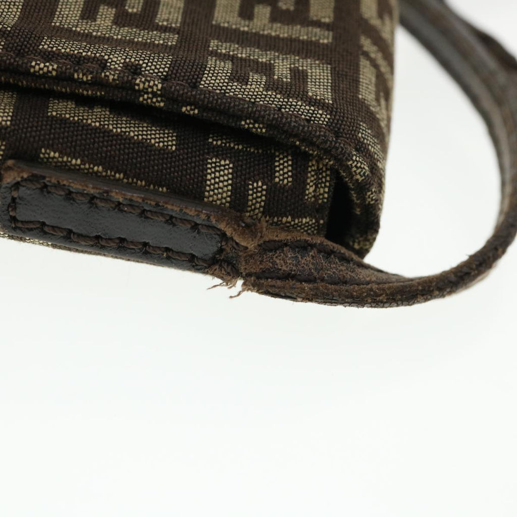 FENDI Zucchino Canvas Shoulder Bag Brown rd3817