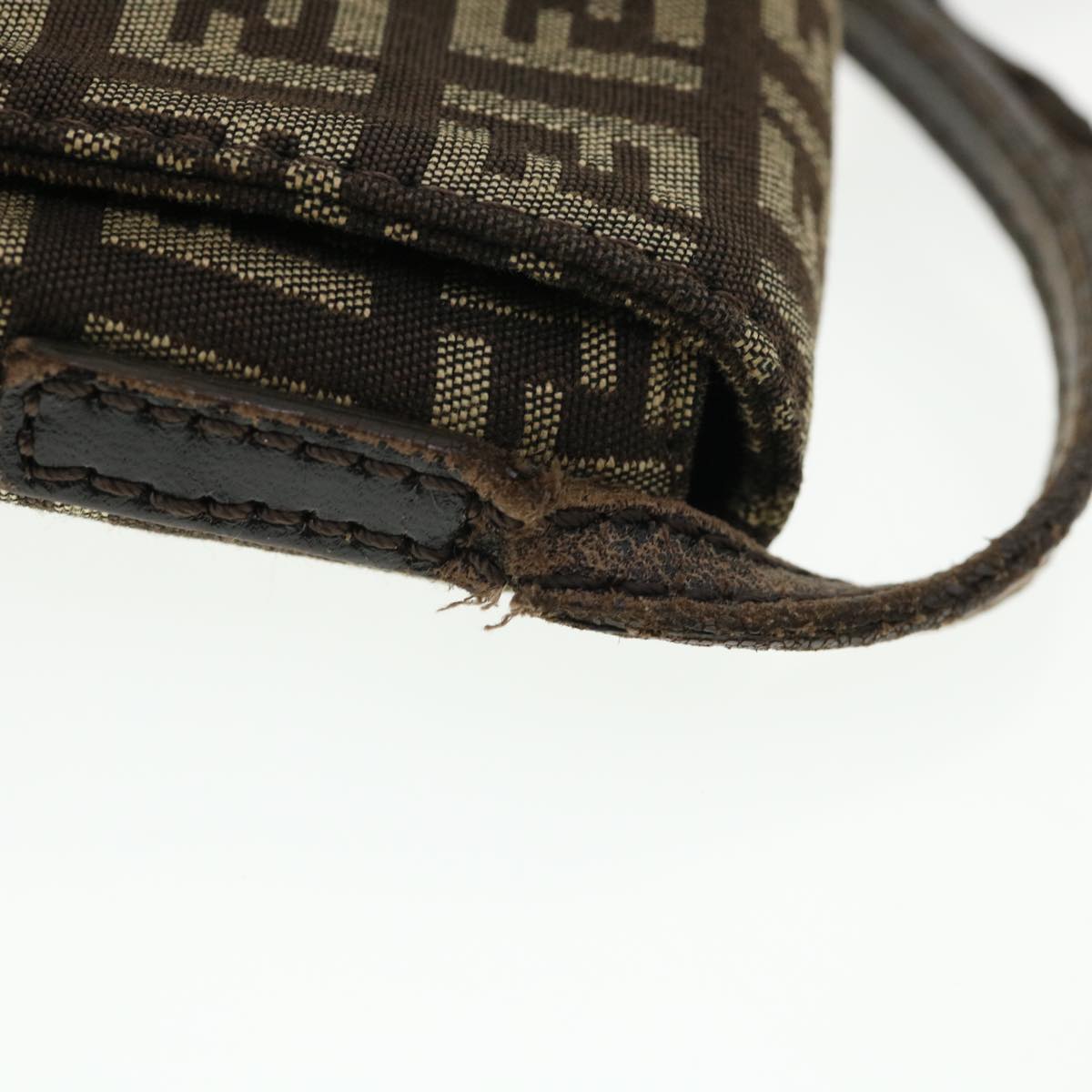 FENDI Zucchino Canvas Shoulder Bag Brown rd3817