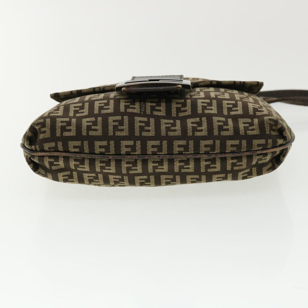 FENDI Zucchino Canvas Shoulder Bag Brown rd3817