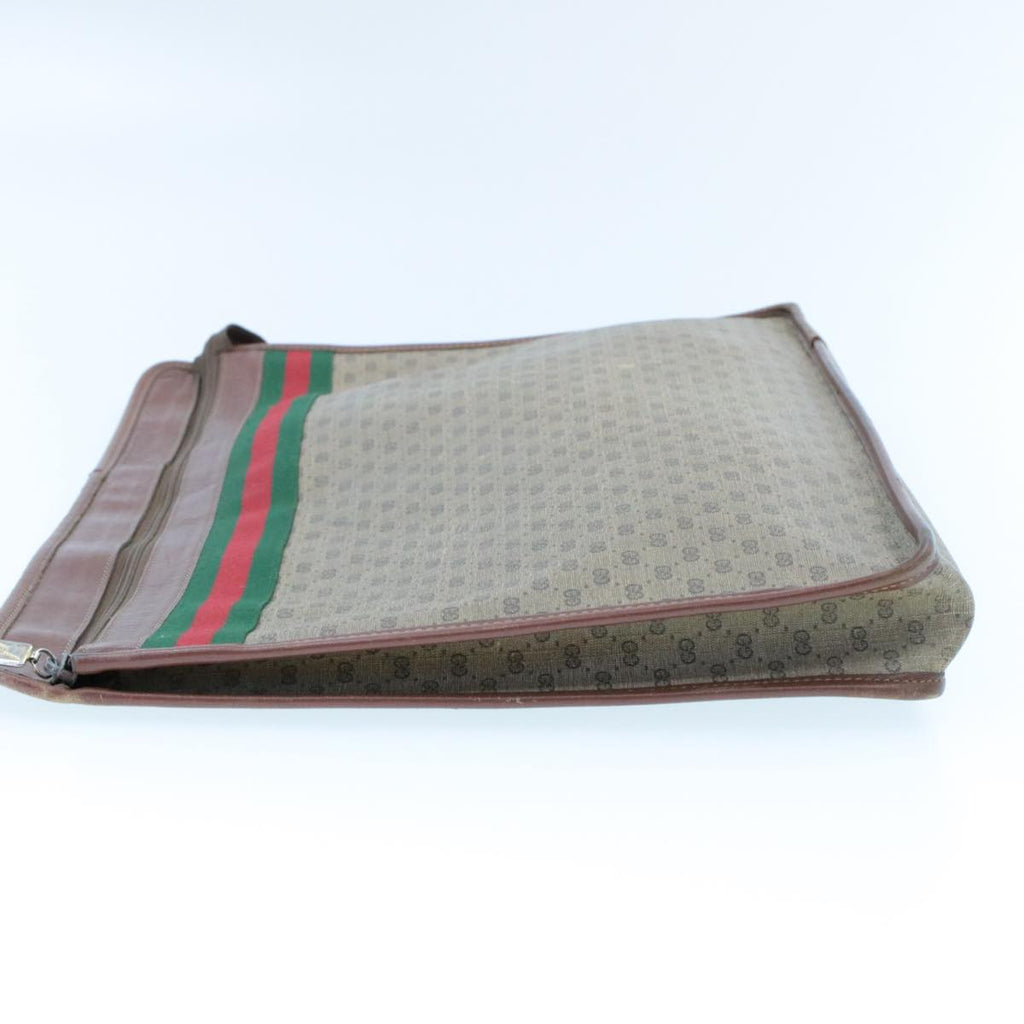 GUCCI Web Sherry Line Micro GG Canvas Clutch Bag Beige Red Green rd390