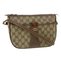 GUCCI Web Sherry Line GG Canvas Shoulder Bag PVC Leather Beige Green rd3958