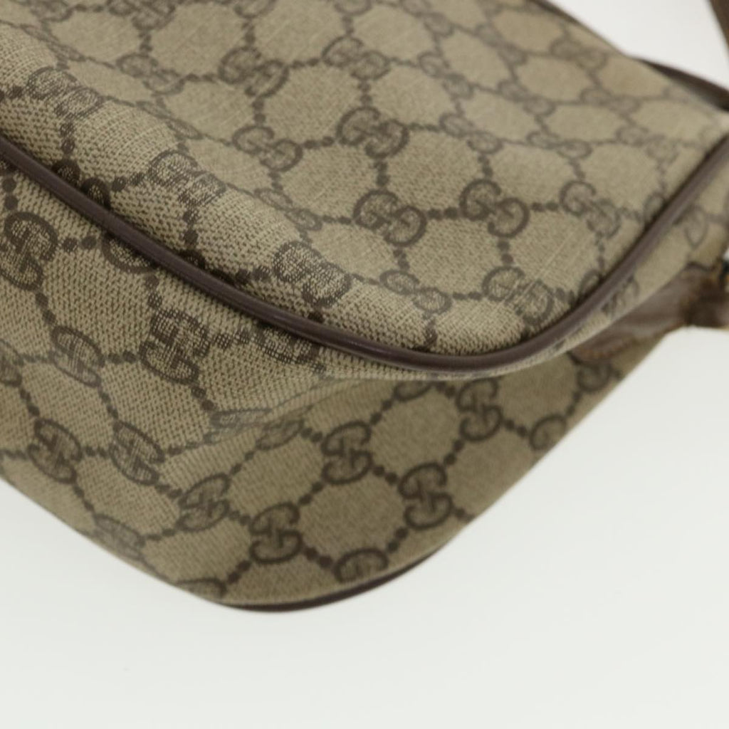 GUCCI Web Sherry Line GG Canvas Shoulder Bag PVC Leather Beige Green rd3958
