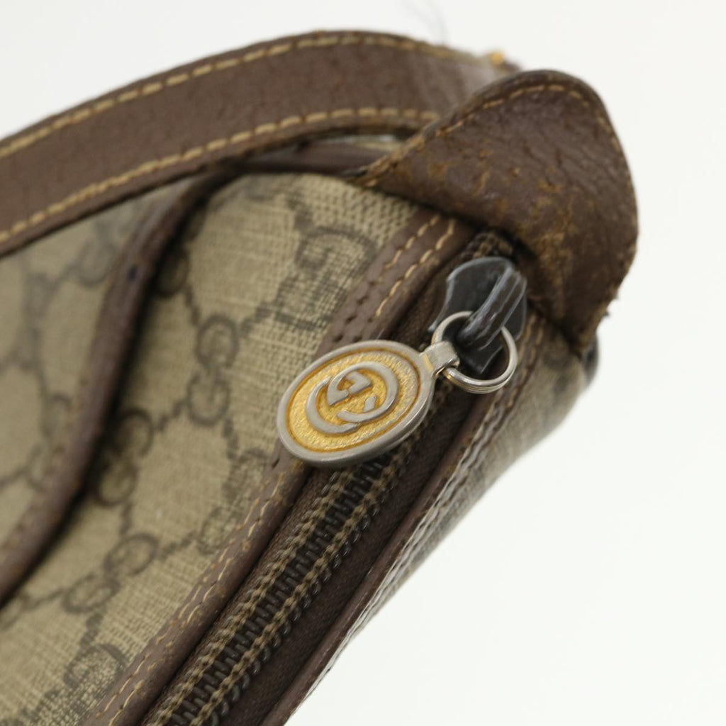 GUCCI Web Sherry Line GG Canvas Shoulder Bag PVC Leather Beige Green rd3958