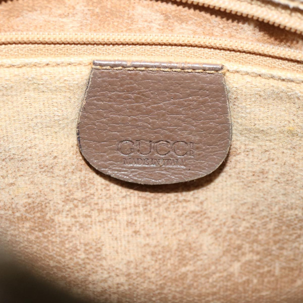 GUCCI Web Sherry Line GG Canvas Shoulder Bag PVC Leather Beige Green rd3958