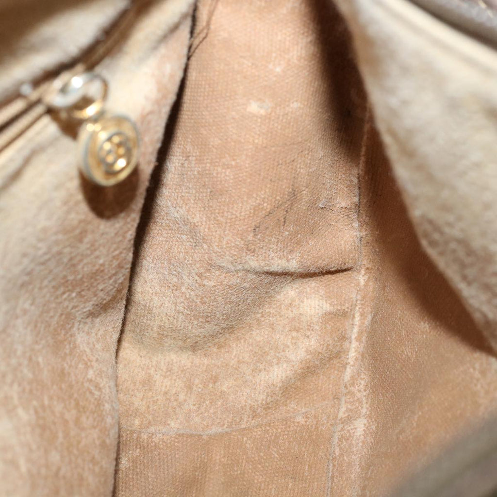 GUCCI Web Sherry Line GG Canvas Shoulder Bag PVC Leather Beige Green rd3958