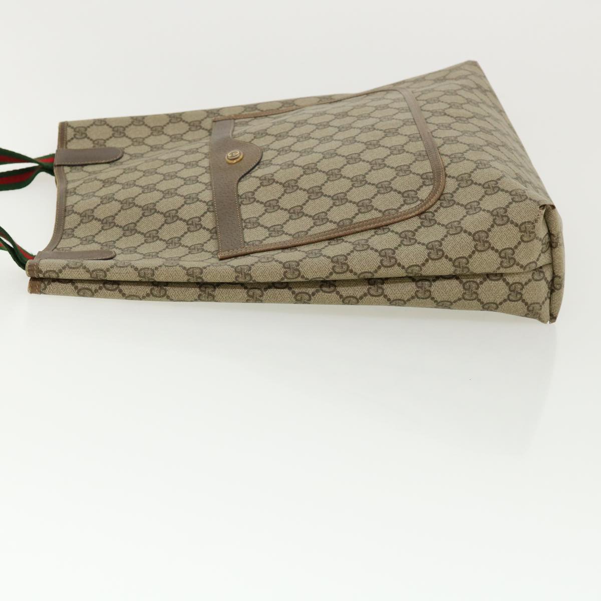 GUCCI Web Sherry Line GG Canvas Tote Bag PVC Leather Beige Green Red rd3959