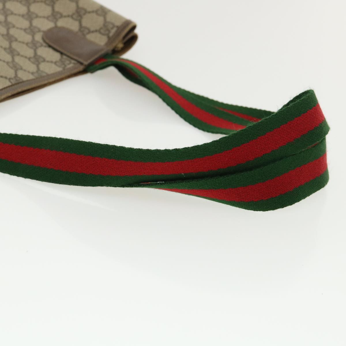 GUCCI Web Sherry Line GG Canvas Tote Bag PVC Leather Beige Green Red rd3959