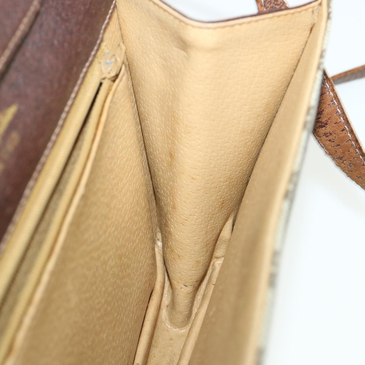 GUCCI Web Sherry Line GG Canvas Shoulder Bag PVC Leather Beige Green rd3964