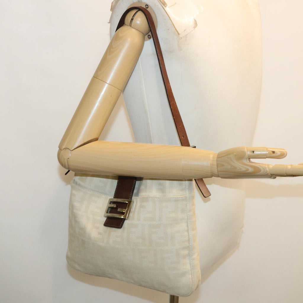 FENDI Mamma Baguette Zucca Canvas Shoulder Bag Beige rd3993