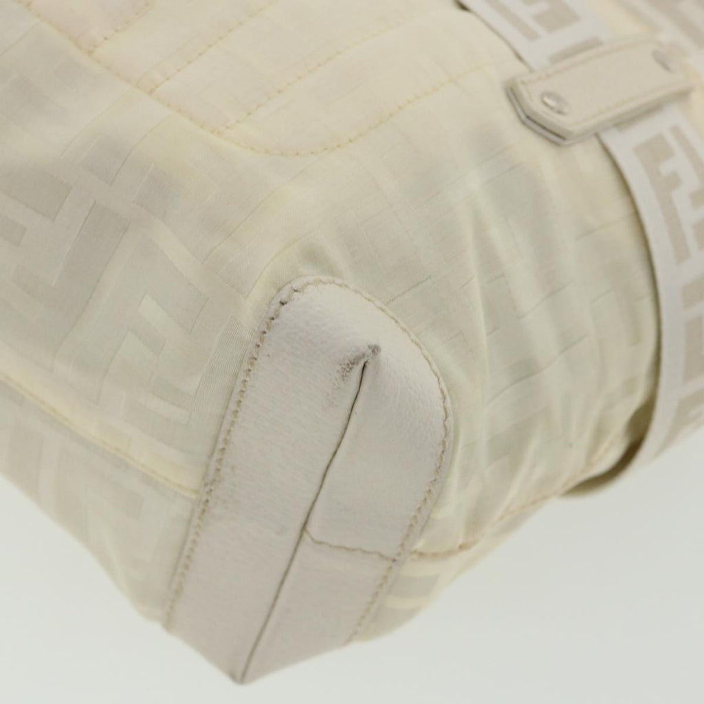 FENDI Zucca Canvas Hand Bag Nylon Leather White rd3994