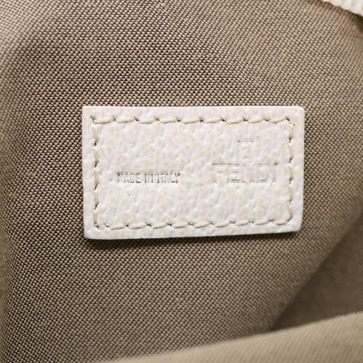 FENDI Zucca Canvas Hand Bag Nylon Leather White rd3994