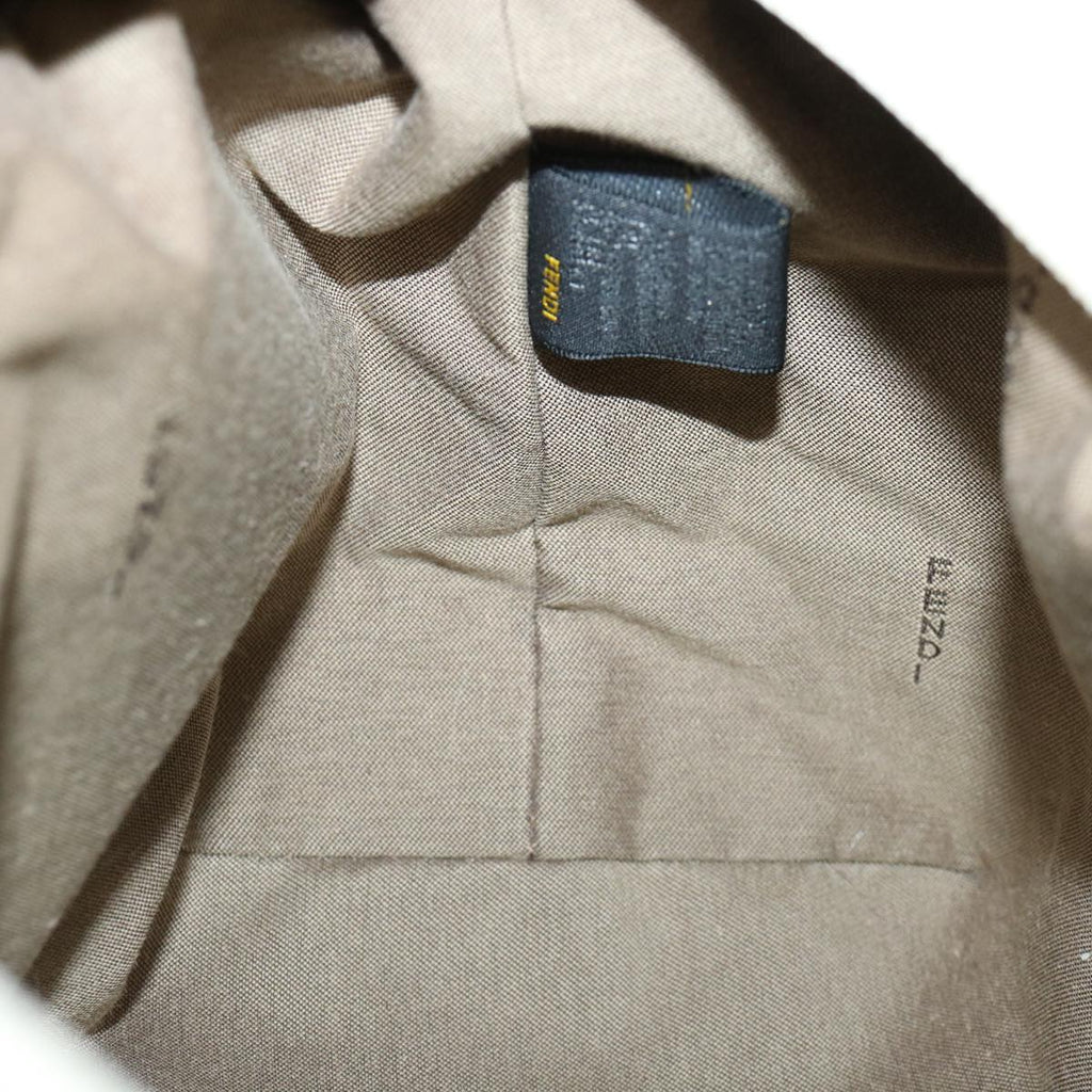 FENDI Zucca Canvas Hand Bag Nylon Leather White rd3994
