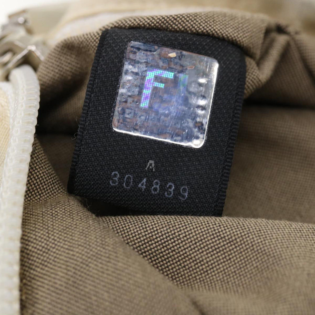 FENDI Zucca Canvas Hand Bag Nylon Leather White rd3994
