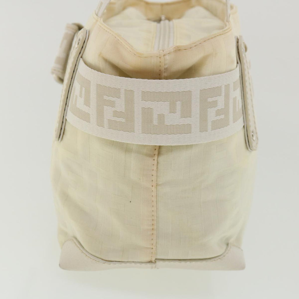 FENDI Zucca Canvas Hand Bag Nylon Leather White rd3994