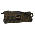 FENDI Zucca Canvas Shoulder Bag Brown Black rd4161