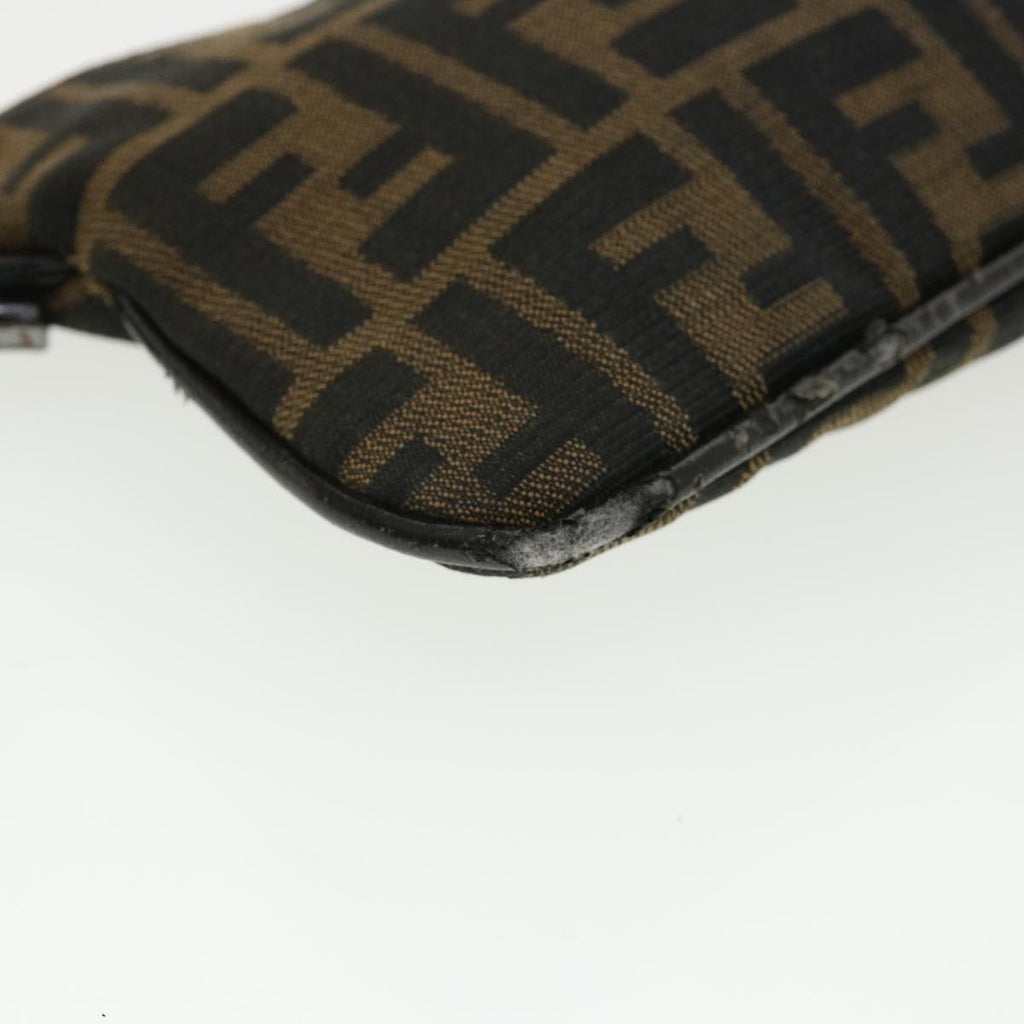 FENDI Zucca Canvas Shoulder Bag Brown Black rd4161