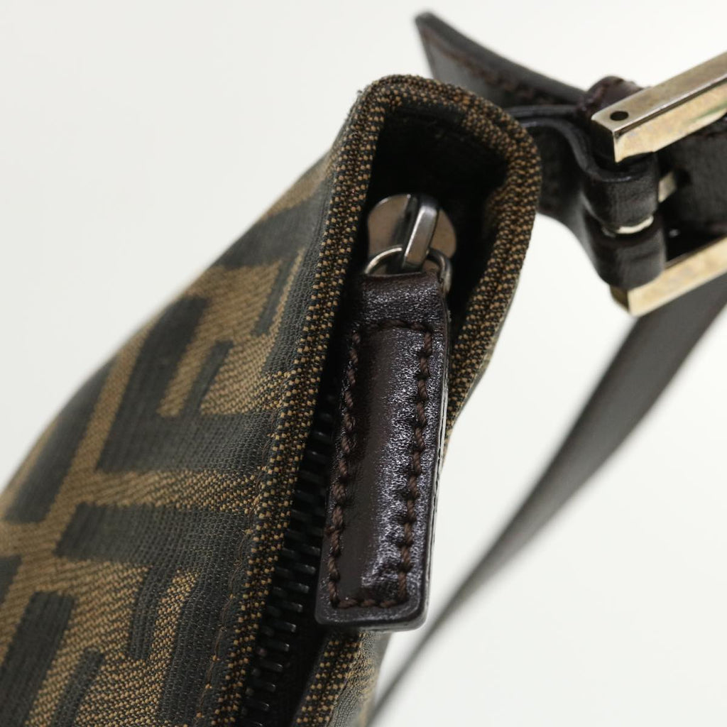 FENDI Zucca Canvas Shoulder Bag Brown Black rd4161