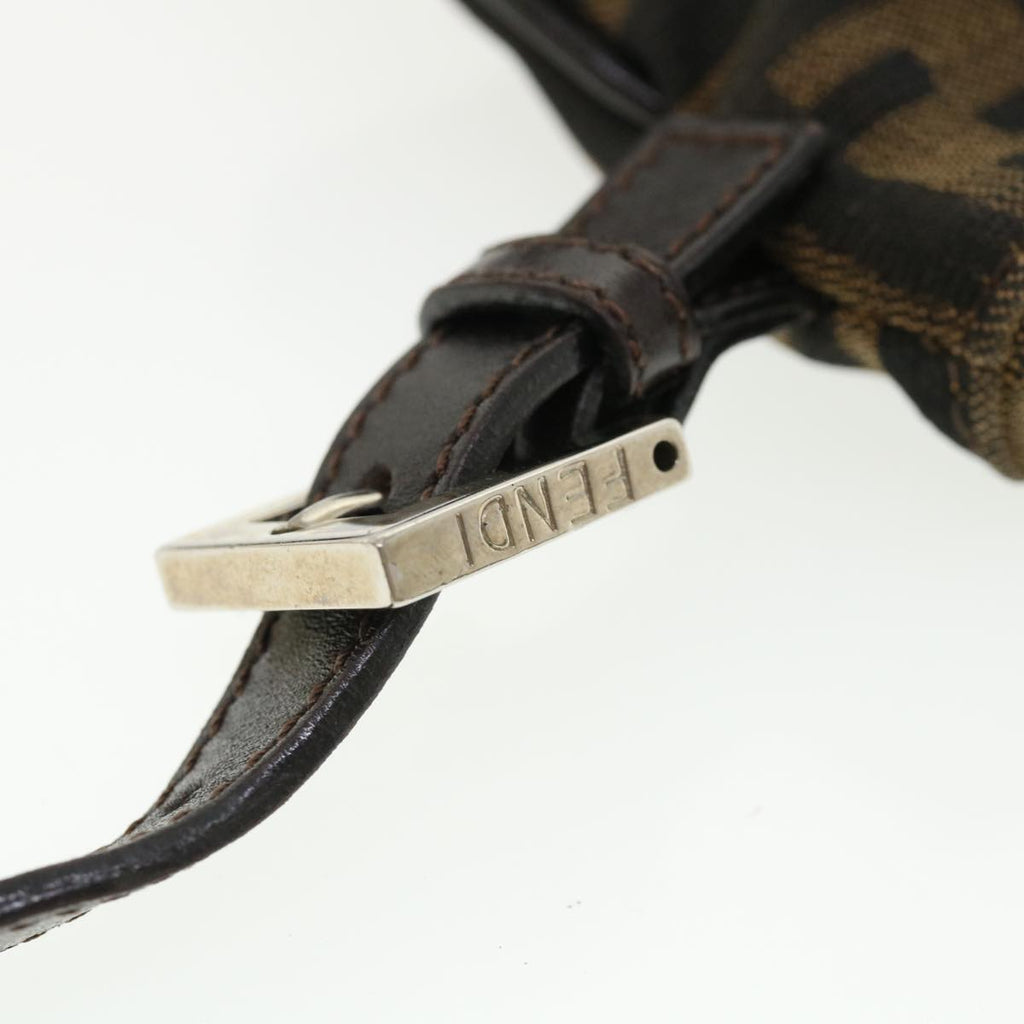 FENDI Zucca Canvas Shoulder Bag Brown Black rd4161