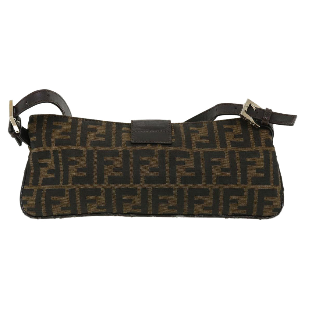 FENDI Zucca Canvas Shoulder Bag Brown Black rd4161