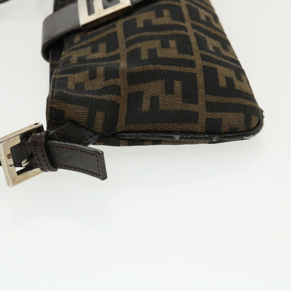 FENDI Zucca Canvas Shoulder Bag Brown Black rd4161