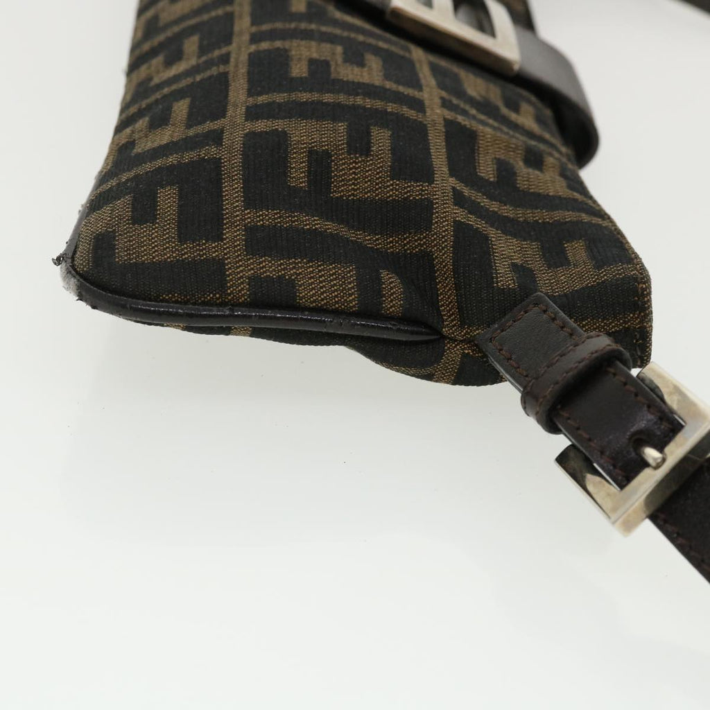 FENDI Zucca Canvas Shoulder Bag Brown Black rd4161