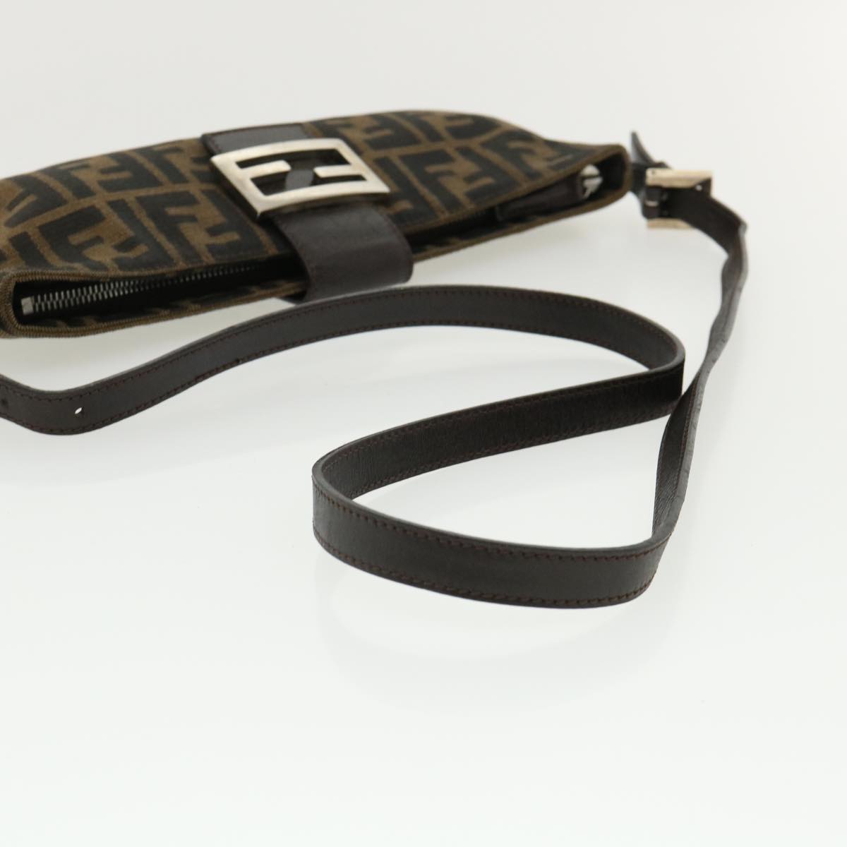 FENDI Zucca Canvas Shoulder Bag Brown Black rd4161