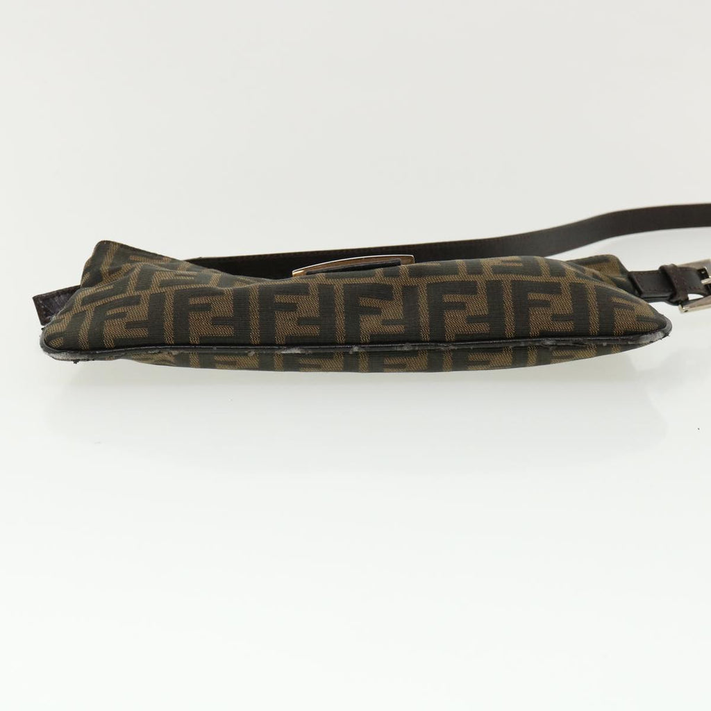 FENDI Zucca Canvas Shoulder Bag Brown Black rd4161
