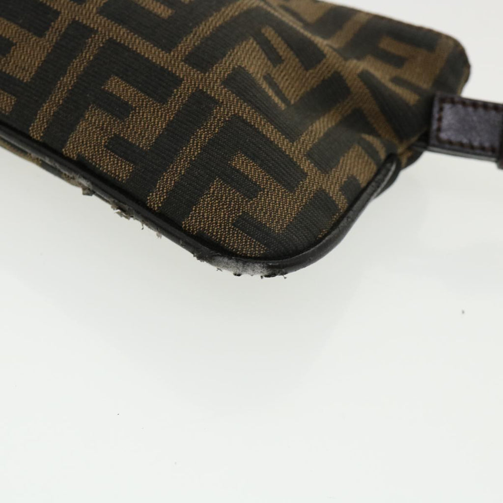 FENDI Zucca Canvas Shoulder Bag Brown Black rd4161