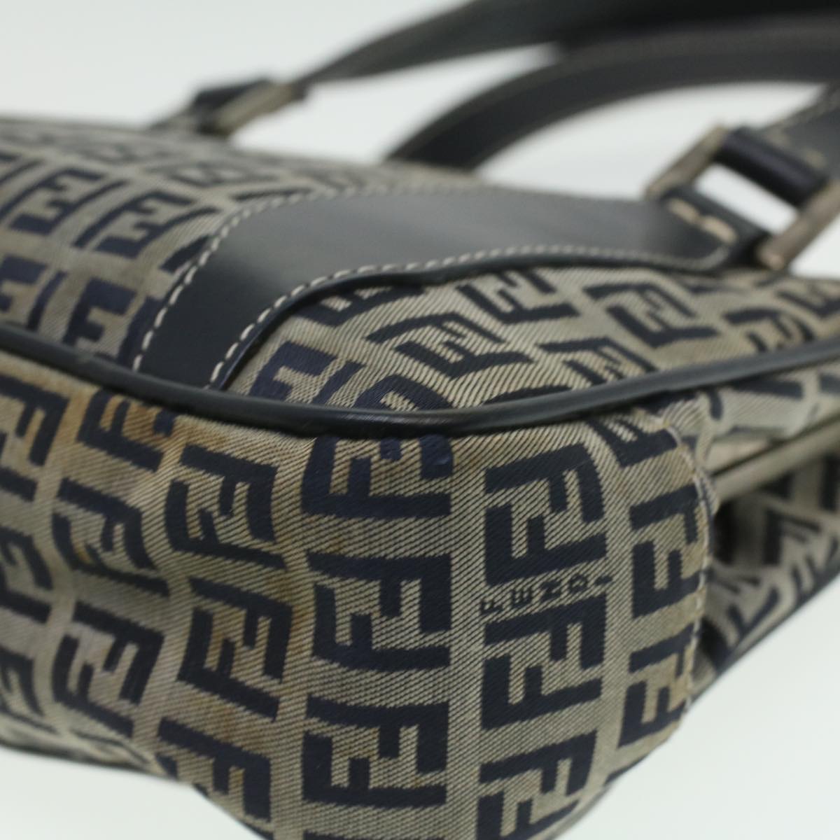 FENDI Zucchino Canvas Hand Bag Navy rd4260