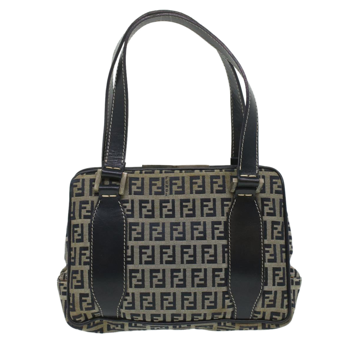 FENDI Zucchino Canvas Hand Bag Navy rd4260