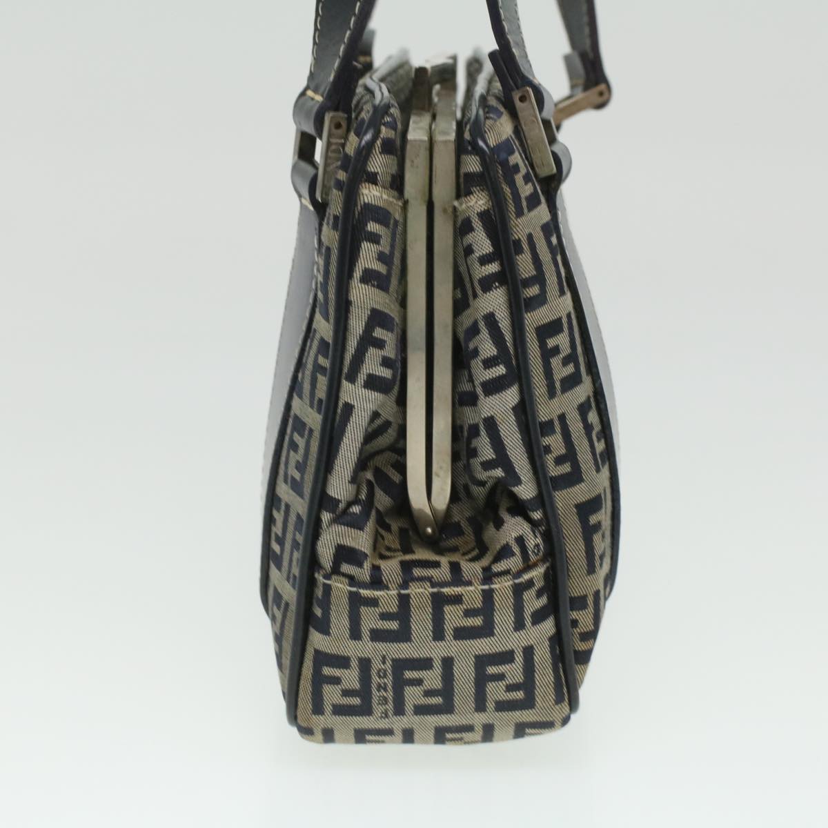 FENDI Zucchino Canvas Hand Bag Navy rd4260