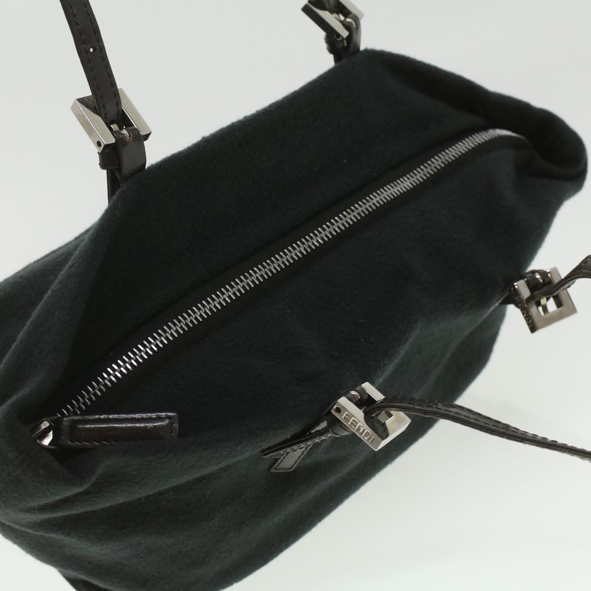 FENDI Hand Bag Wool Black rd4314