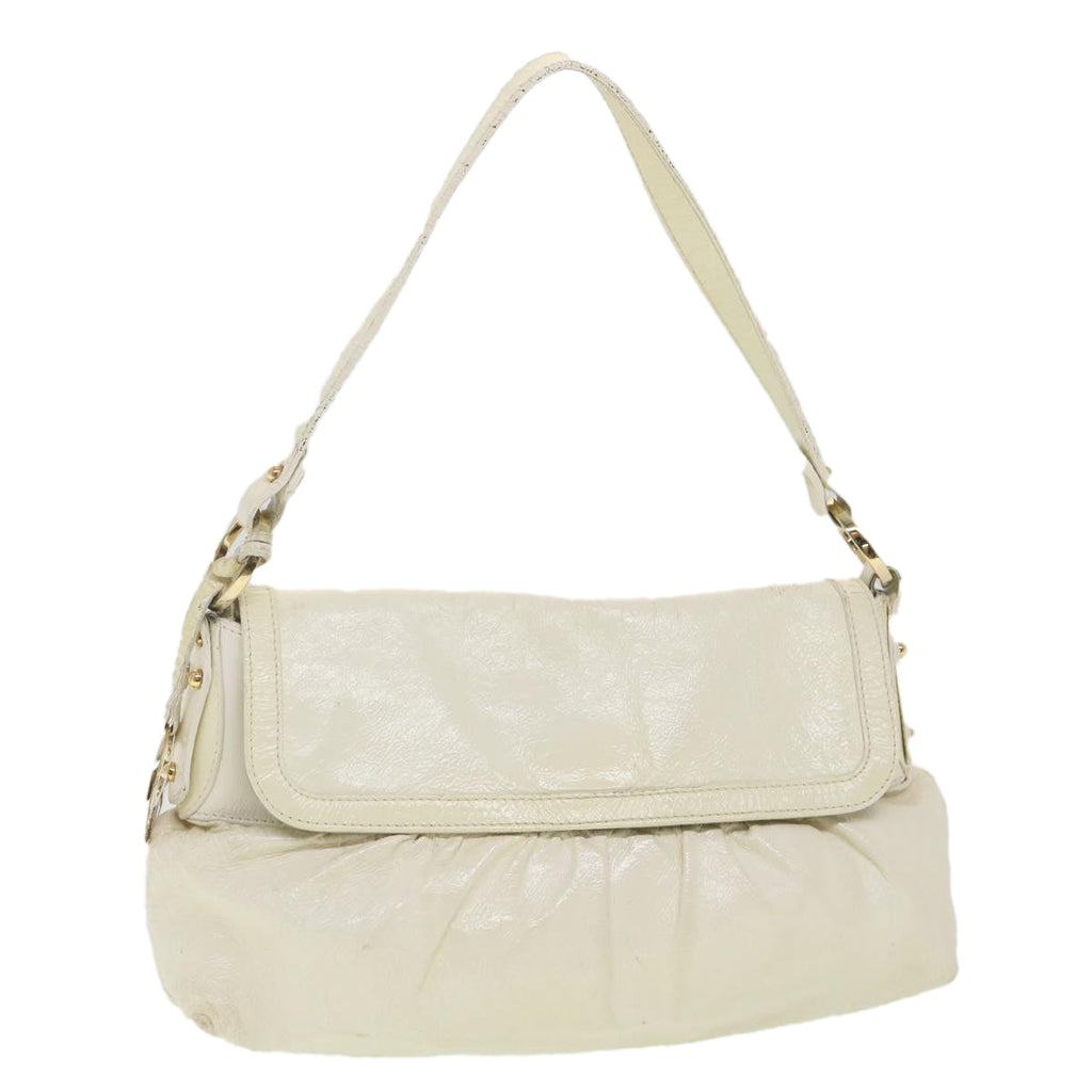 FENDI Shoulder Bag Leather White rd4343