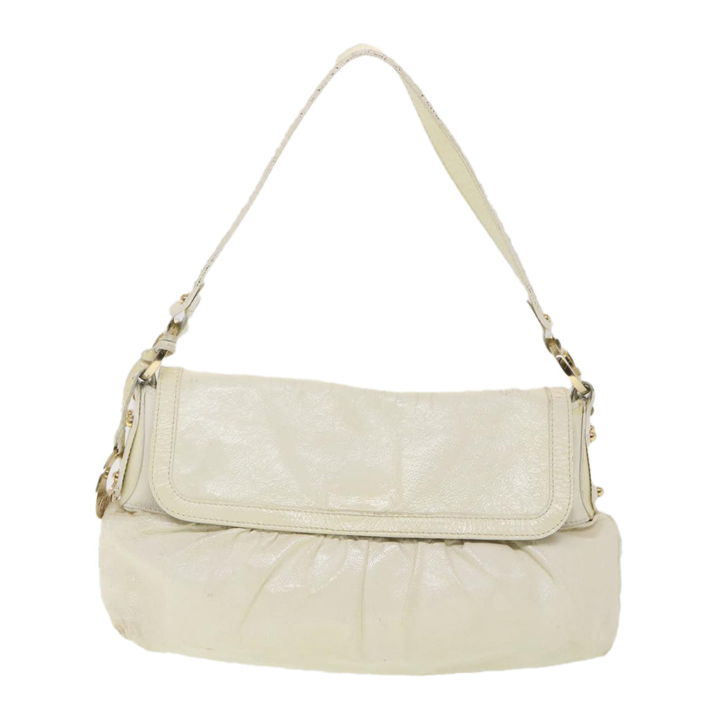FENDI Shoulder Bag Leather White rd4343