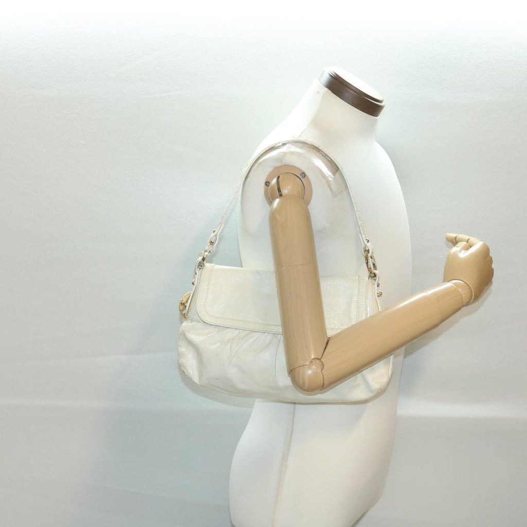 FENDI Shoulder Bag Leather White rd4343