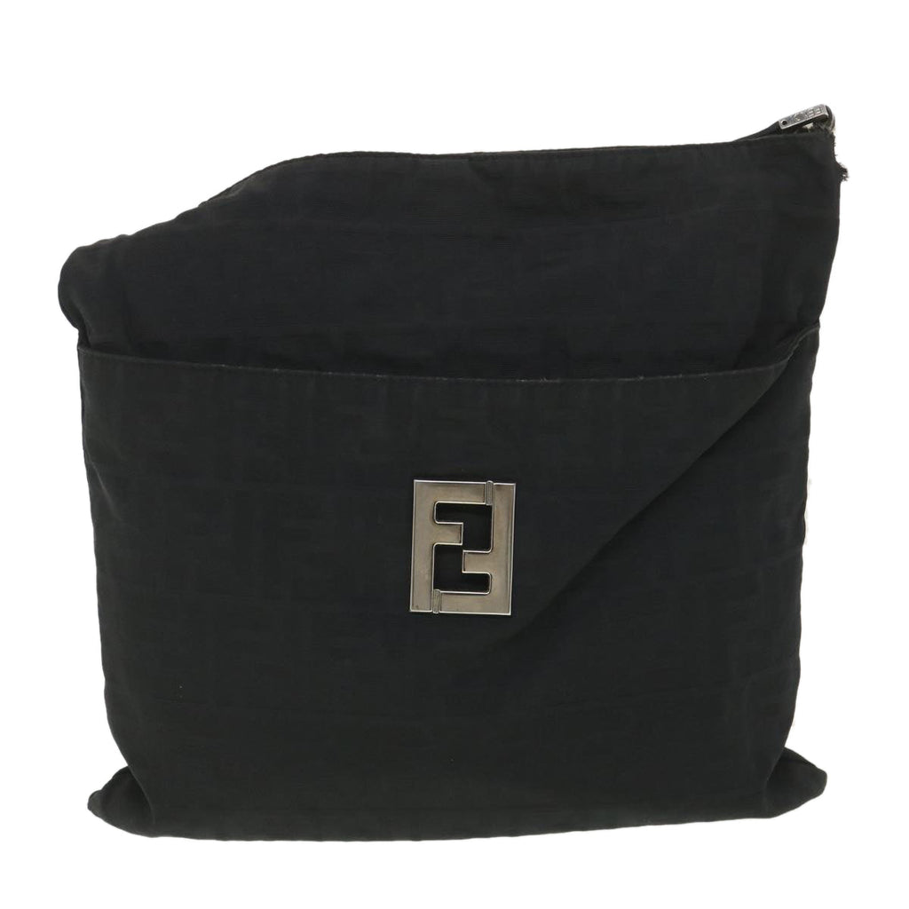 FENDI Zucca Canvas Shoulder Bag Nylon Black rd4345