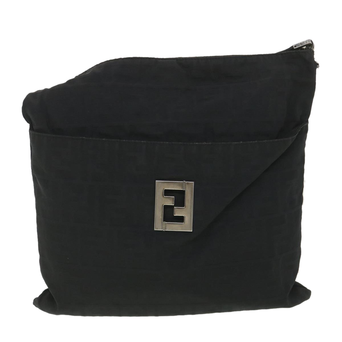 FENDI Zucca Canvas Shoulder Bag Nylon Black rd4345