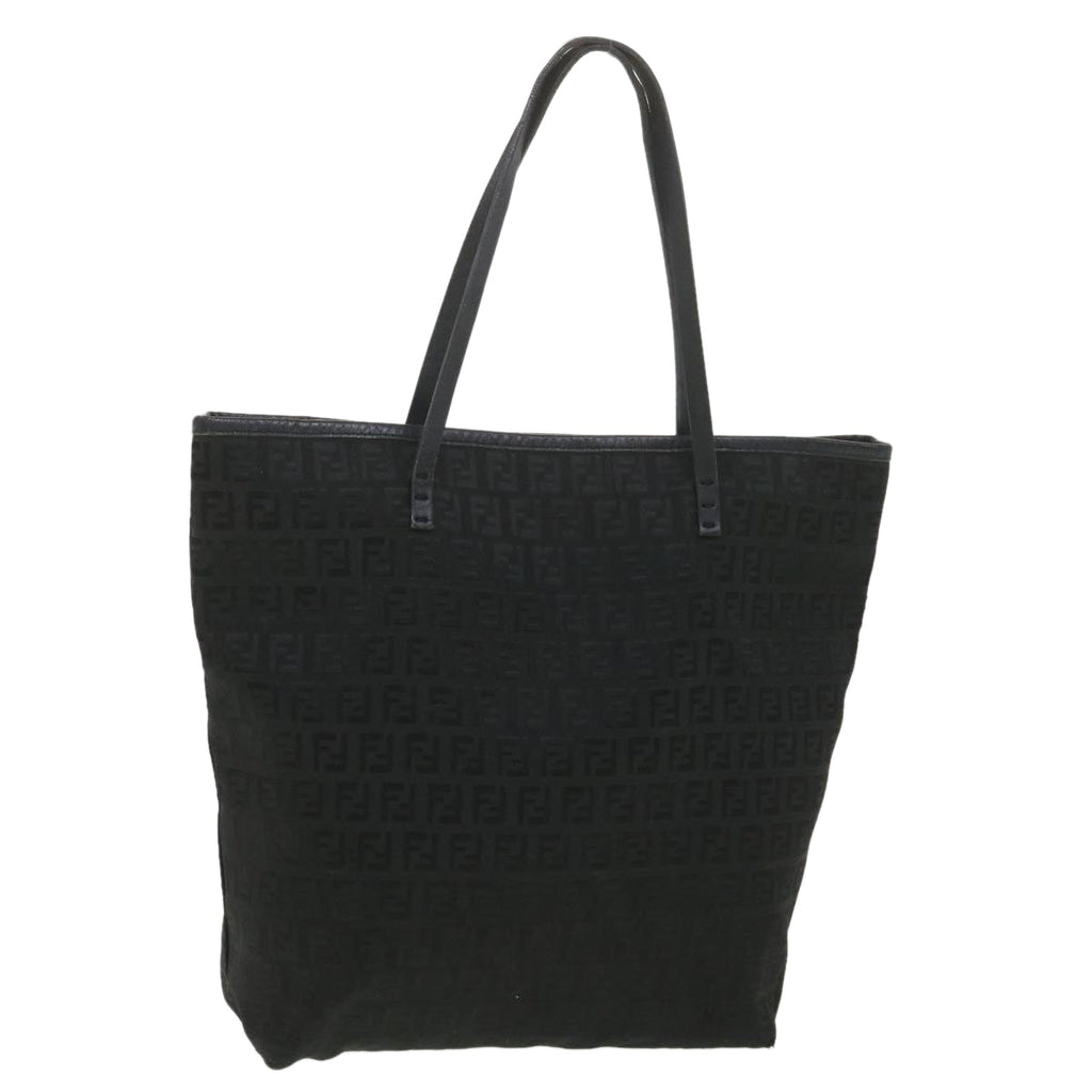 FENDI Zucchino Canvas Shoulder Bag Black rd4347
