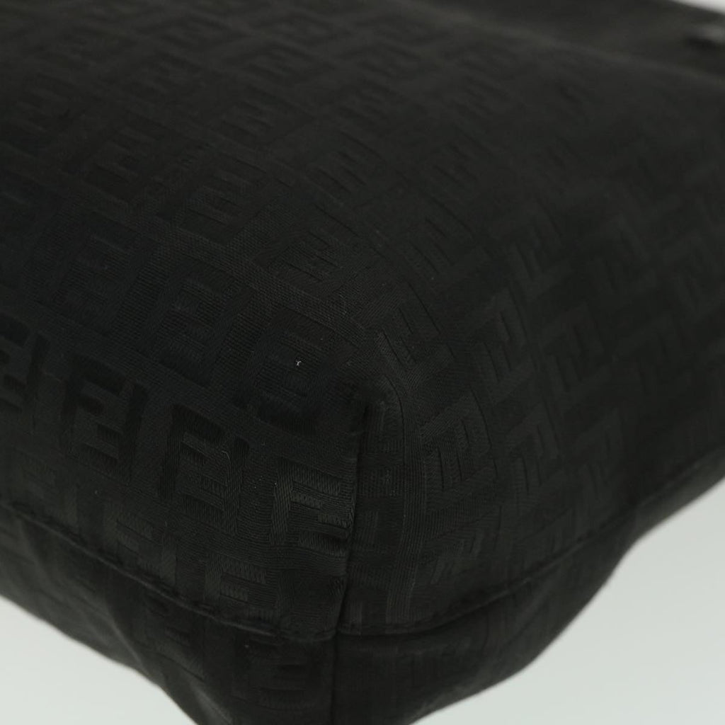 FENDI Zucchino Canvas Shoulder Bag Black rd4347