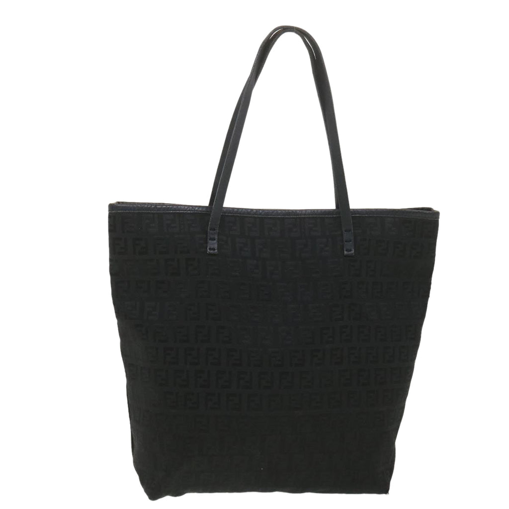 FENDI Zucchino Canvas Shoulder Bag Black rd4347