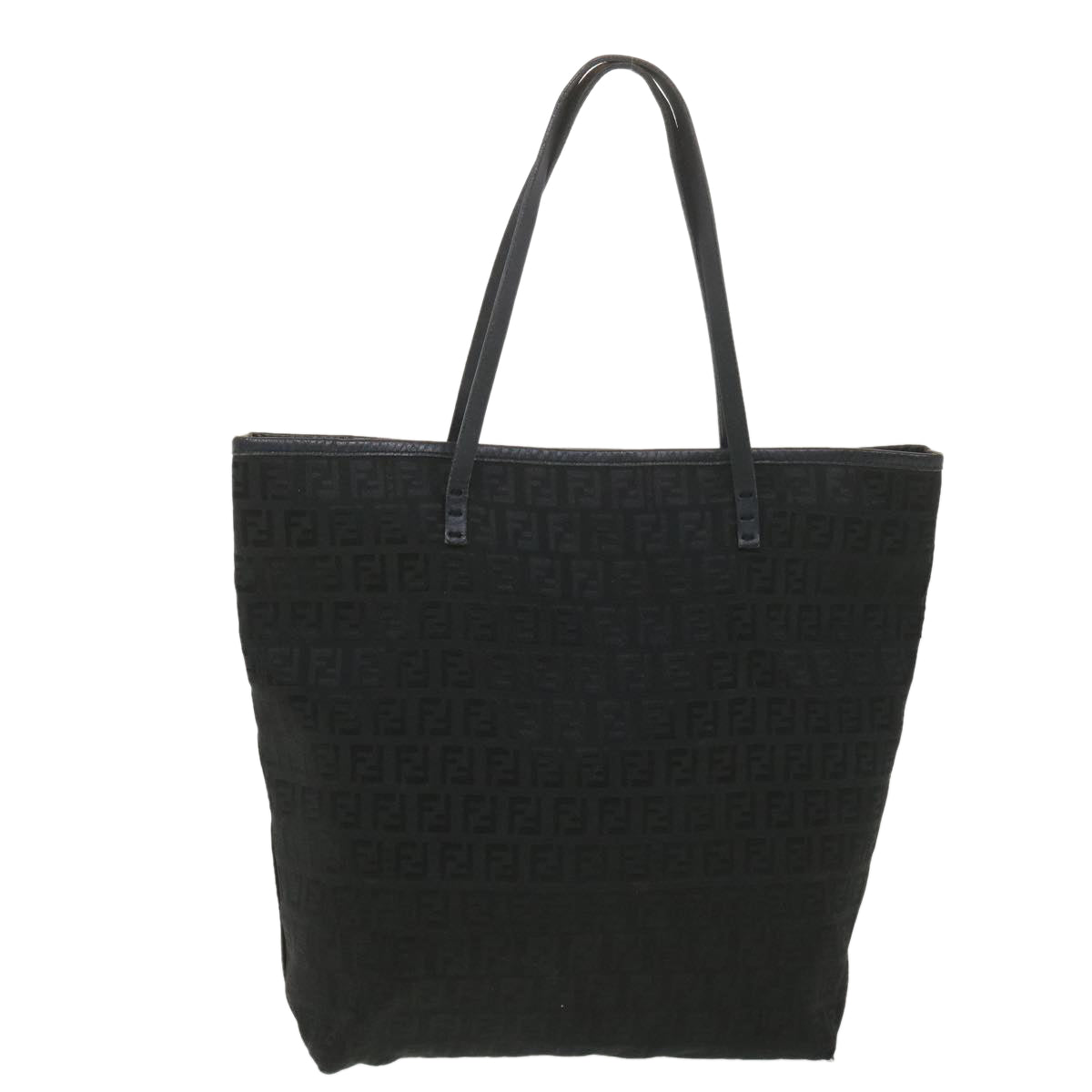 FENDI Zucchino Canvas Shoulder Bag Black rd4347