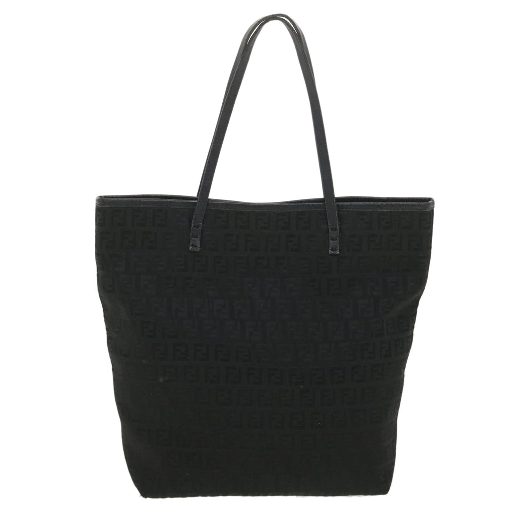 FENDI Zucchino Canvas Shoulder Bag Black rd4347