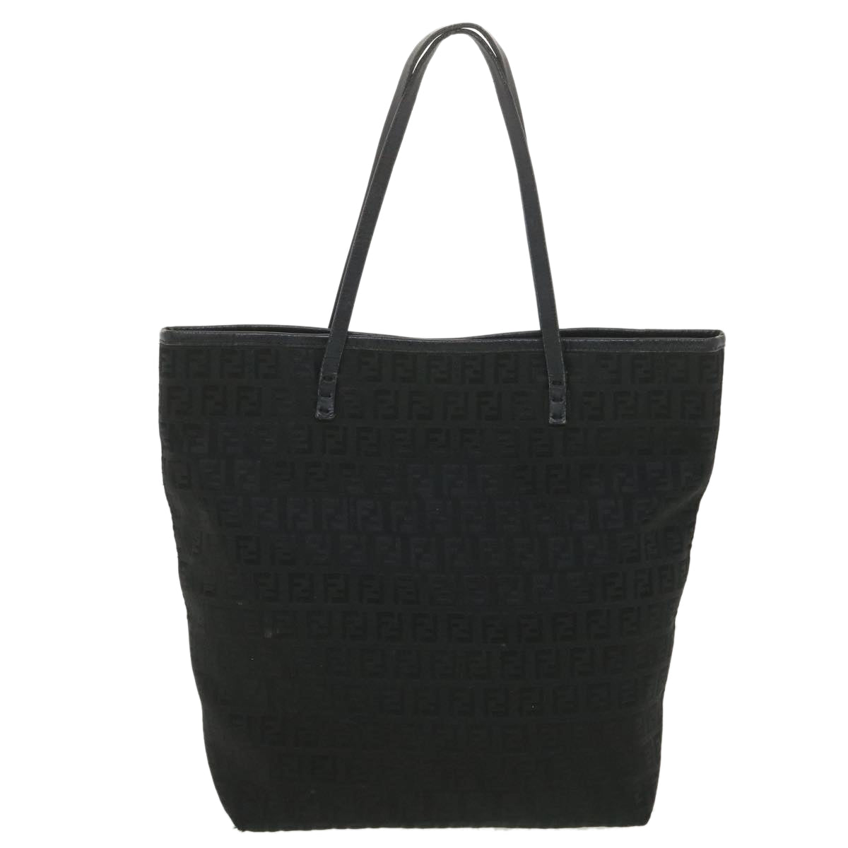 FENDI Zucchino Canvas Shoulder Bag Black rd4347