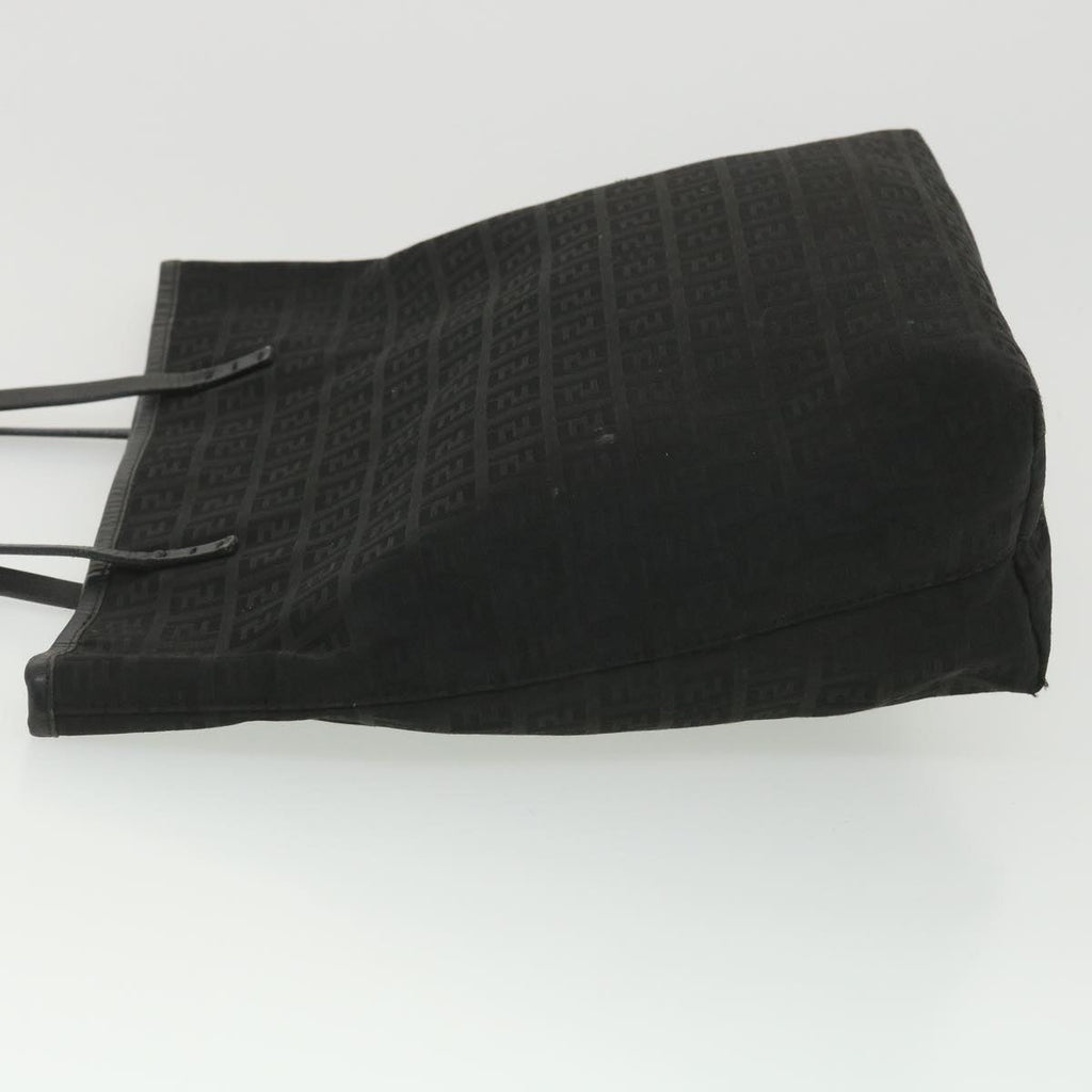 FENDI Zucchino Canvas Shoulder Bag Black rd4347